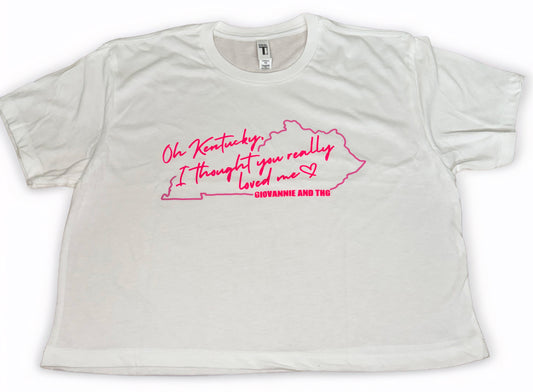 White Kentucky Crop Top